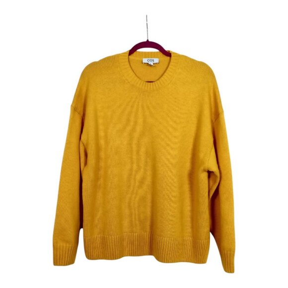 COS Women's Knit Crewneck Sweater Size Small 100% Wool Oversized Vibrant Orange - Picture 1 of 16